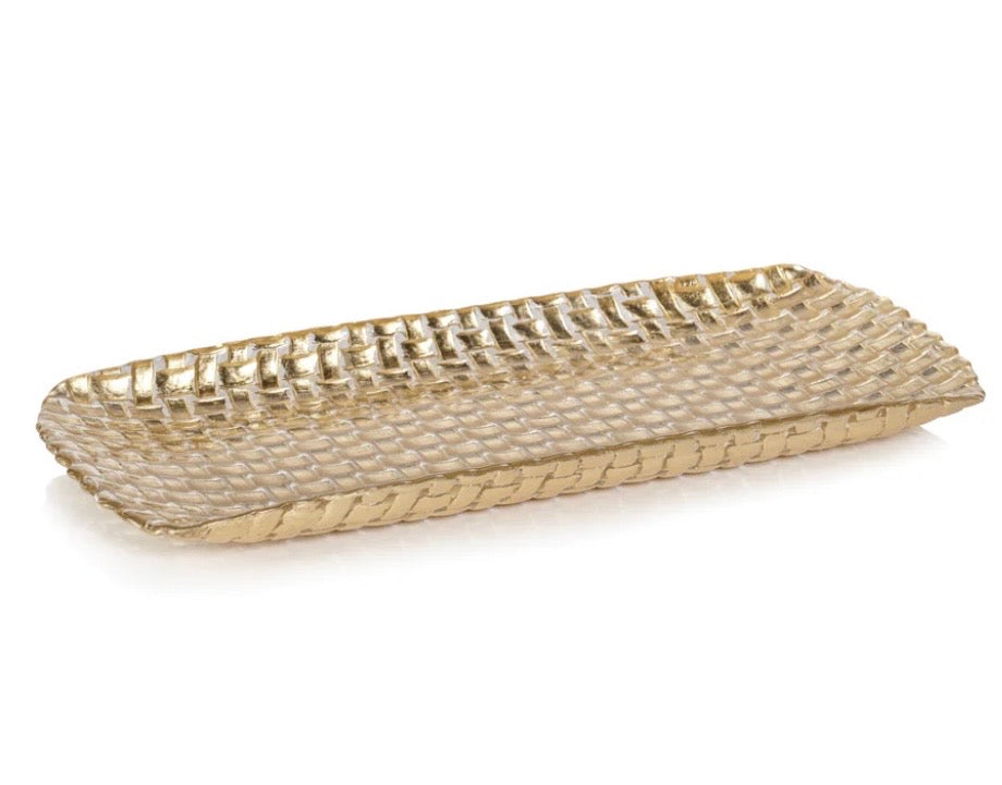 Braided Rectangular Glass Tray