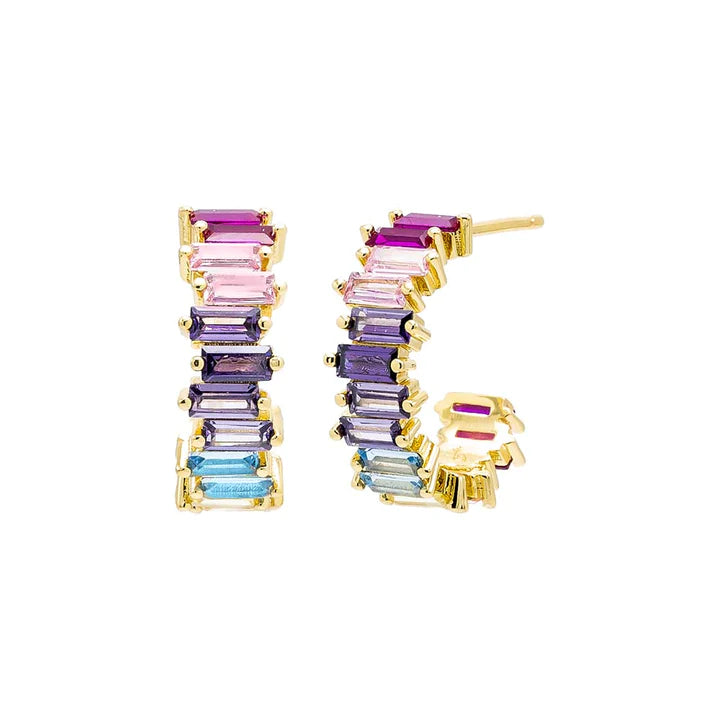 Multi Colored Baguette Earrings