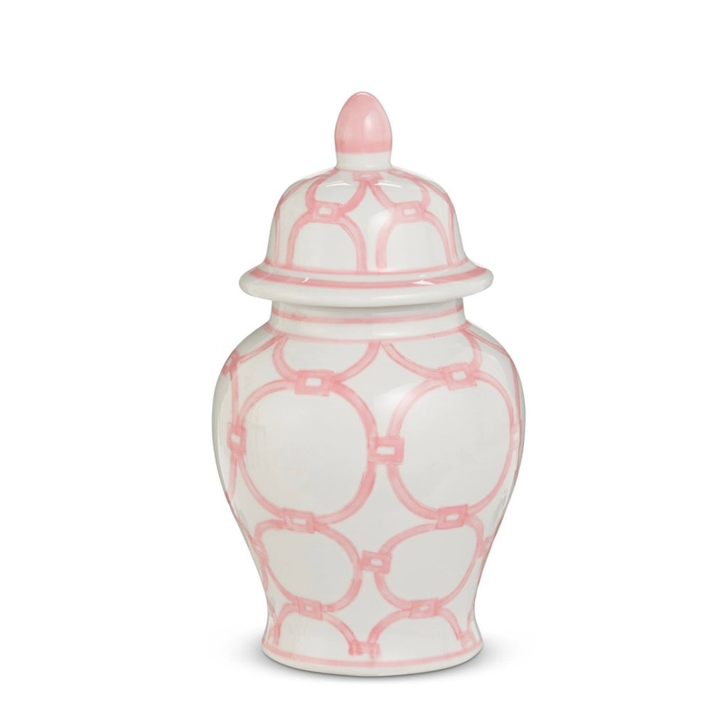 Porcelain Pink & White Ginger Jar