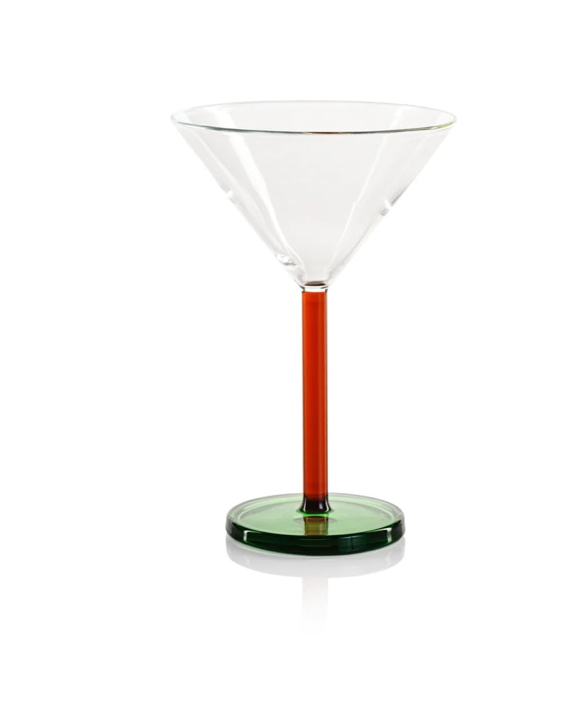 Amber + Green Martini Glass