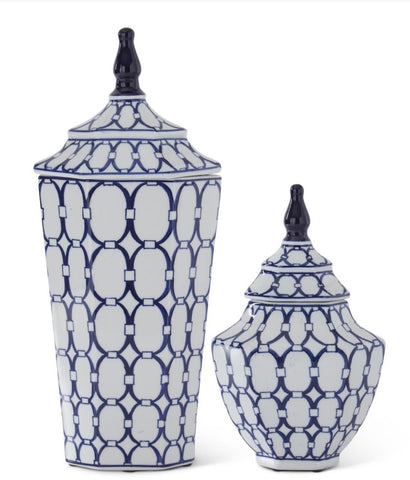 Blue & White Oval Porcelain Jar