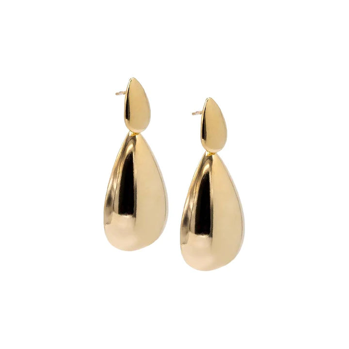 Solid Chunky Double Teardrop Stud Earrings