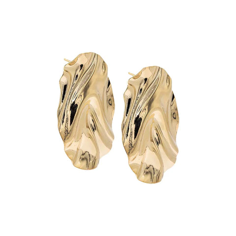 Chunky Oval Disc Stud Earrings