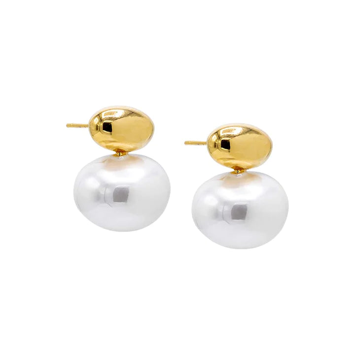 Solid Ball & Pearl Drop Earrings