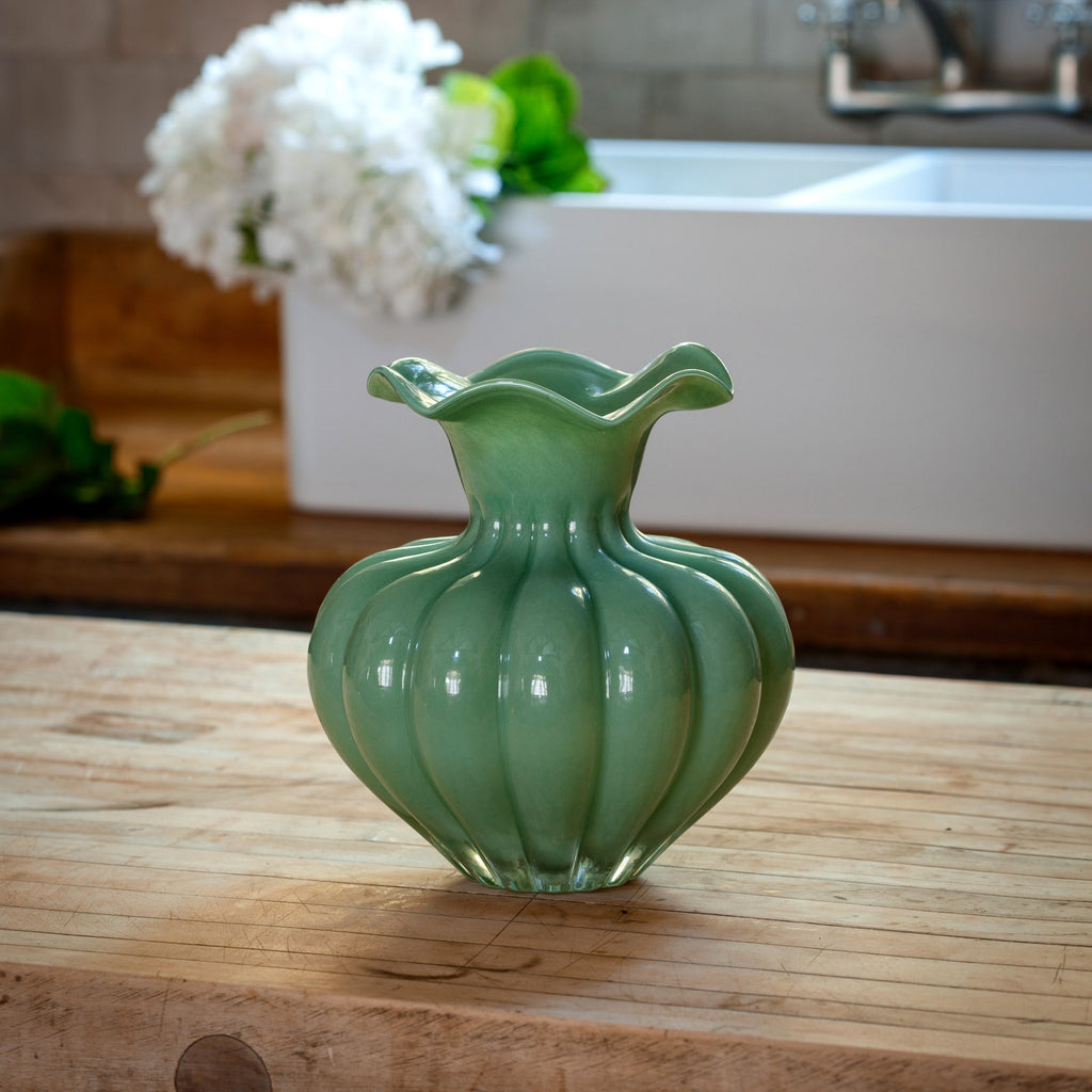 Green Trumpet Vase