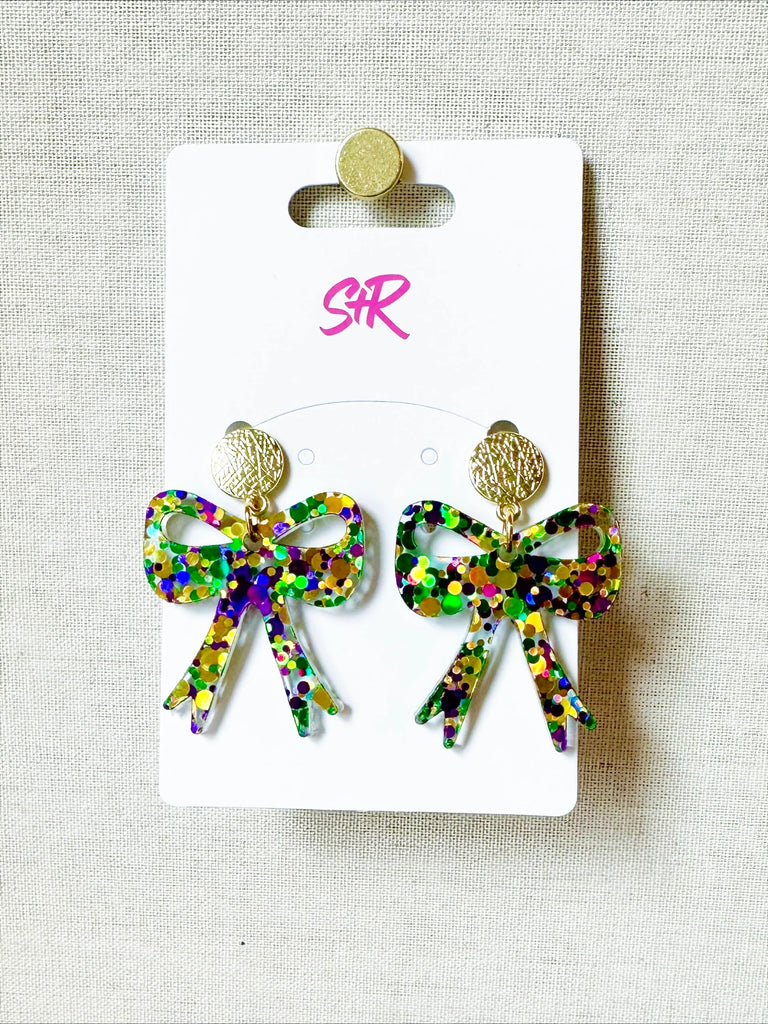 Mardi Gras Bow Earrings