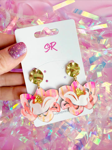 Pink Magnolia Art Earrings