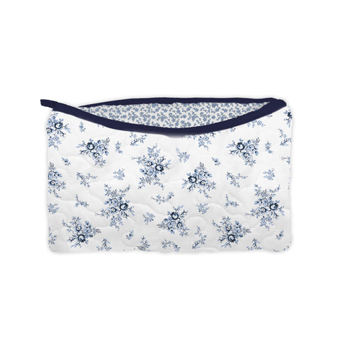Picnic Floral Navy Quilted Makeup Bag