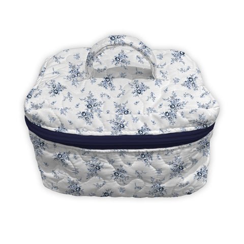 Picnic Floral Navy Quilted Travel Case