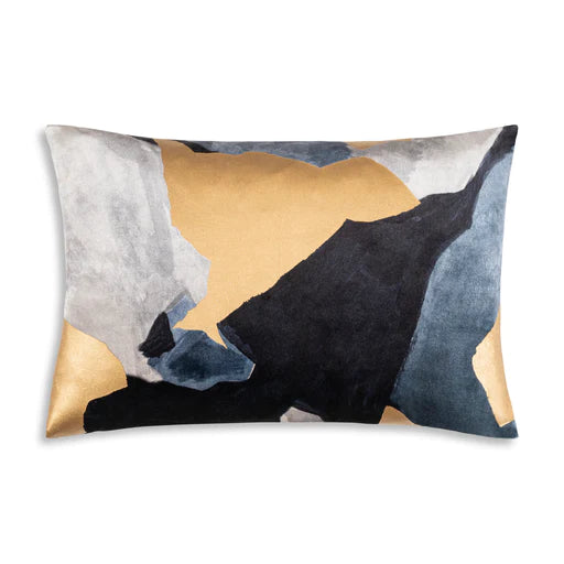 Navy & Gold Metallic Oblong Pillow