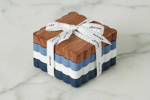 Scalloped Wood Coaster Set