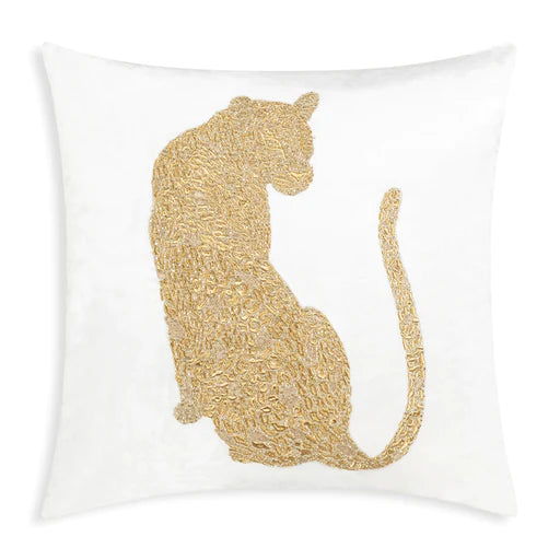 Gold Hand Embroidered Tiger Pillow