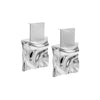Chunky Double Square Drop Stud Earrings