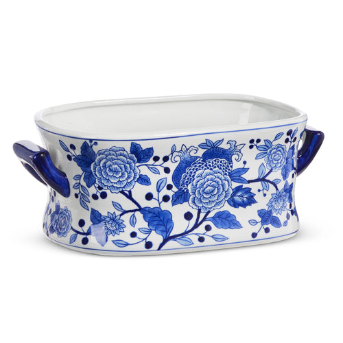 Blue & White Floral Bowl Container