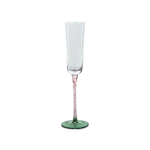 Green & Pink Champagne  Glass
