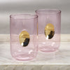 Pink Glass Tumbler with Gold Accent