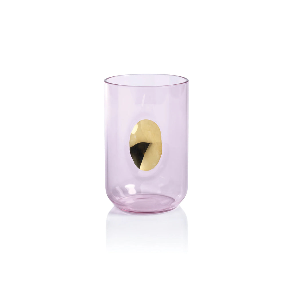 Pink Glass Tumbler with Gold Accent