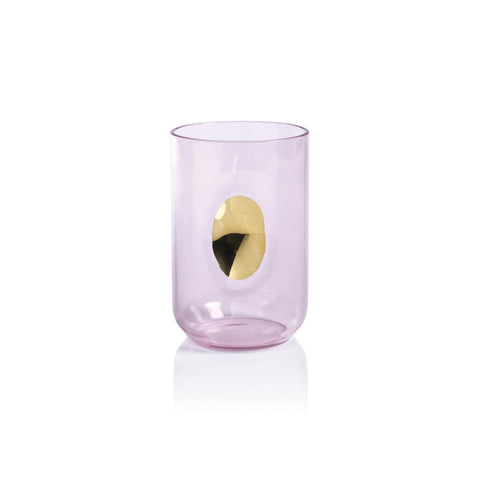 Pink Glass Tumbler with Gold Accent