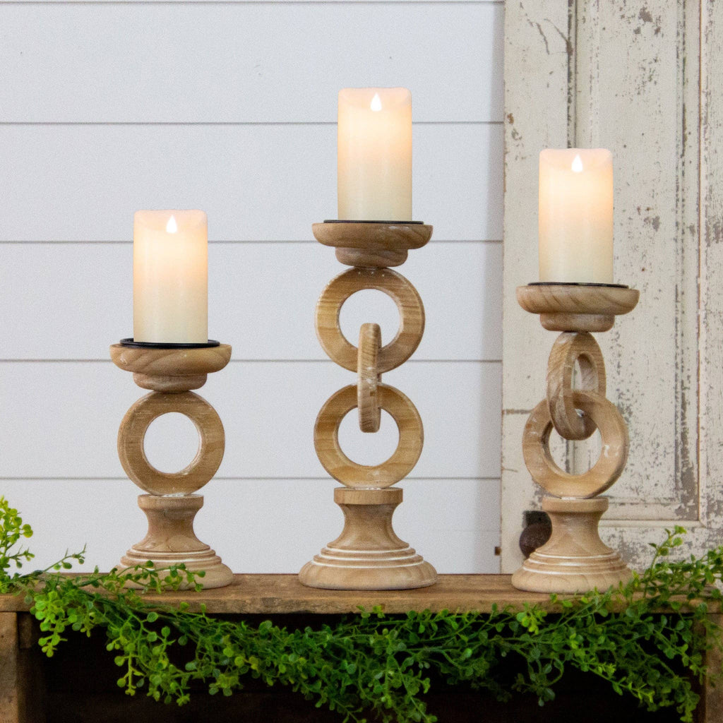 Wood Candle Holder Set