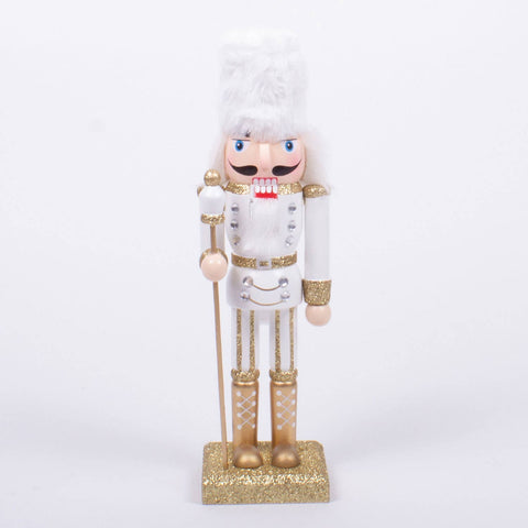 White Hand-Painted Wood Nutcracker