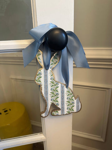 Floral Stripe Handmade Bunny Door Hanger