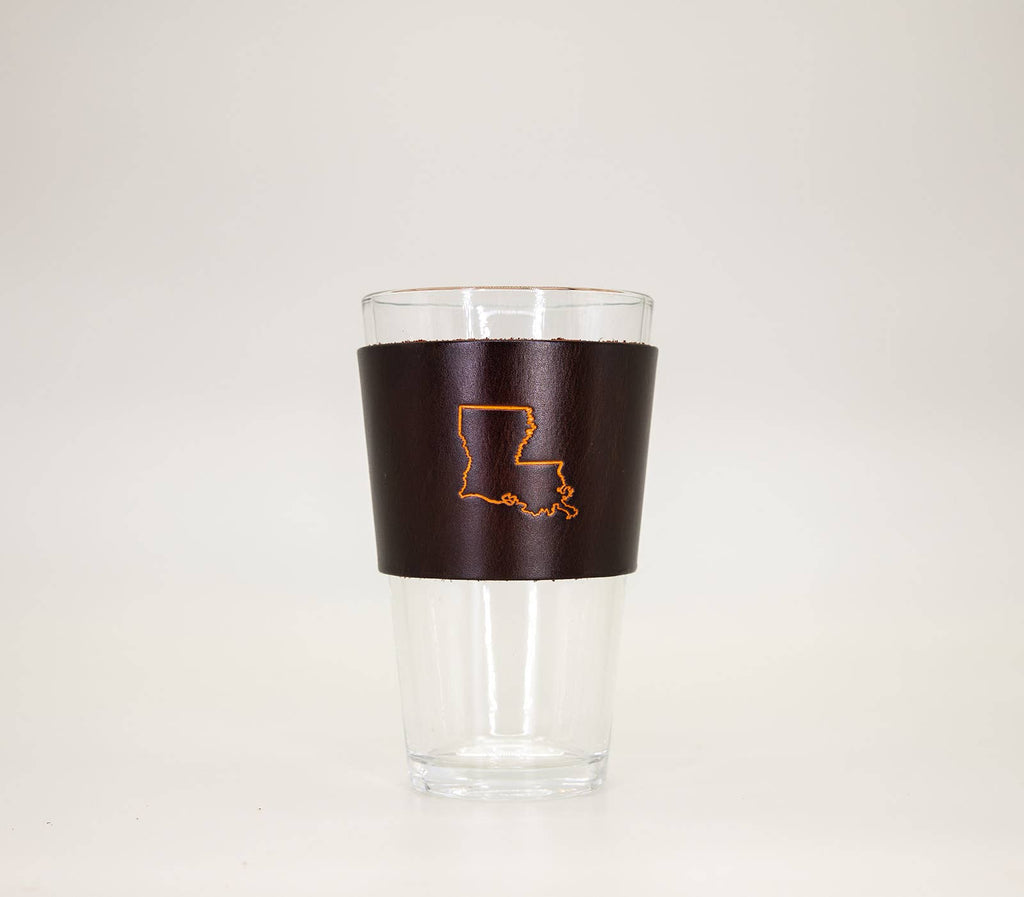 Louisiana Leather Pint Glass
