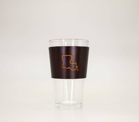 Louisiana Leather Pint Glass