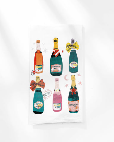 Champagne Bottles Tea Towel