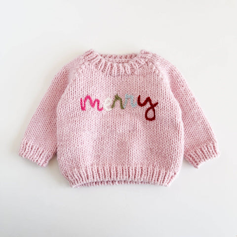 “Merry” Pink Christmas Sweater