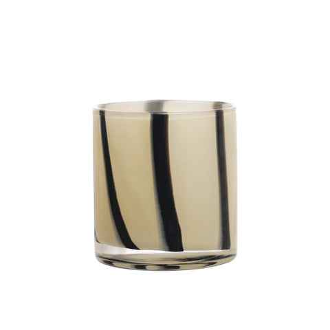 Cream and Black Glass Votive Vase