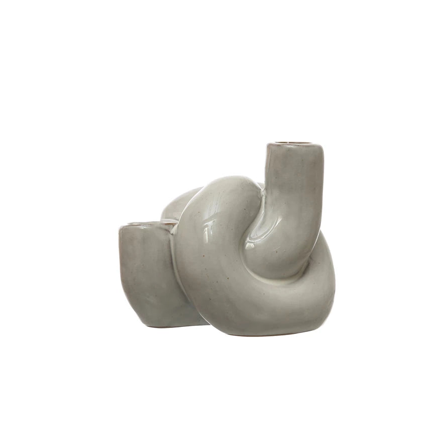 Stoneware Double Taper Candleholder