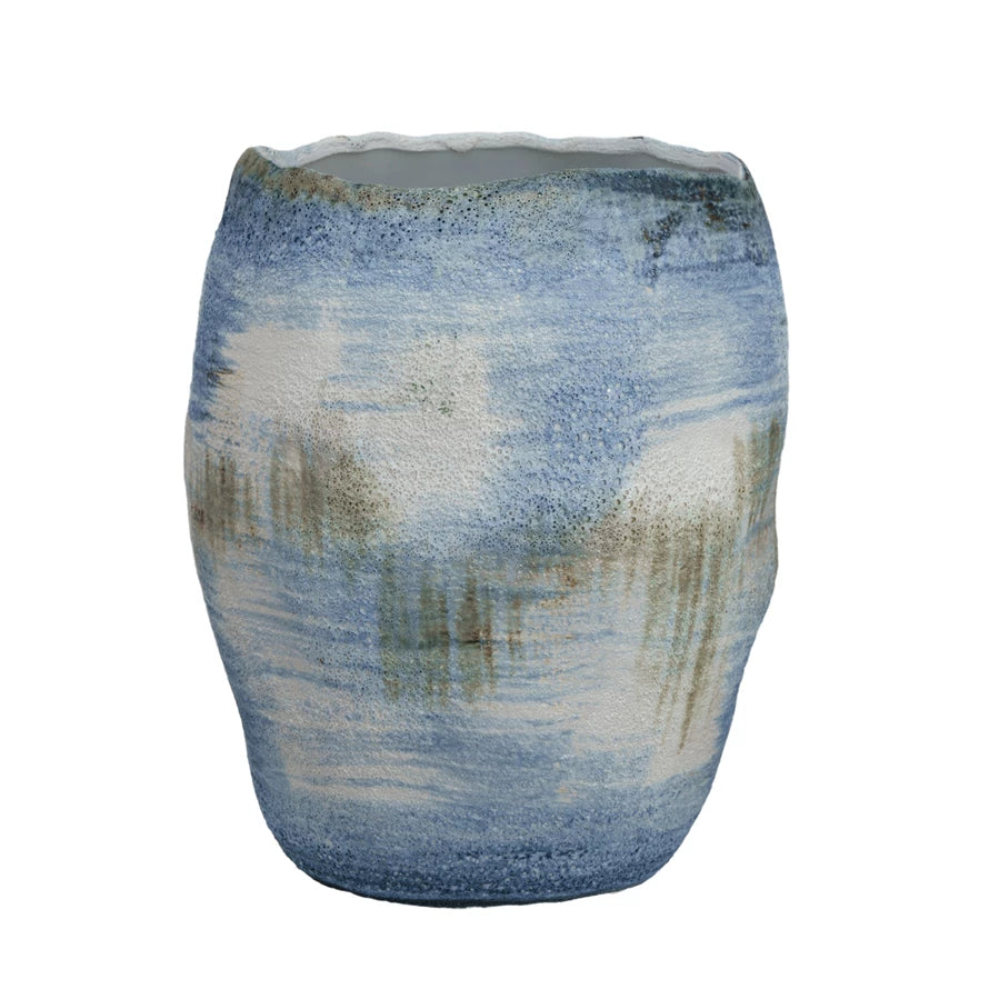 Stoneware Azure Organic Vase