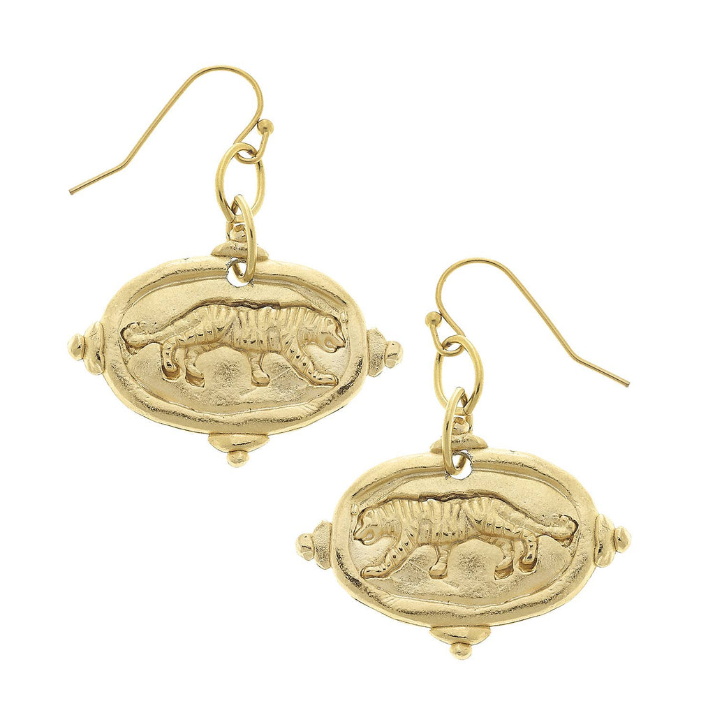 Susan Shaw - Gold Tiger Earrings