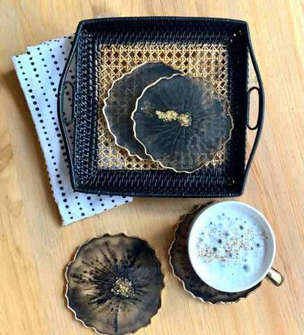 Round Geode Lavender Coaster Set