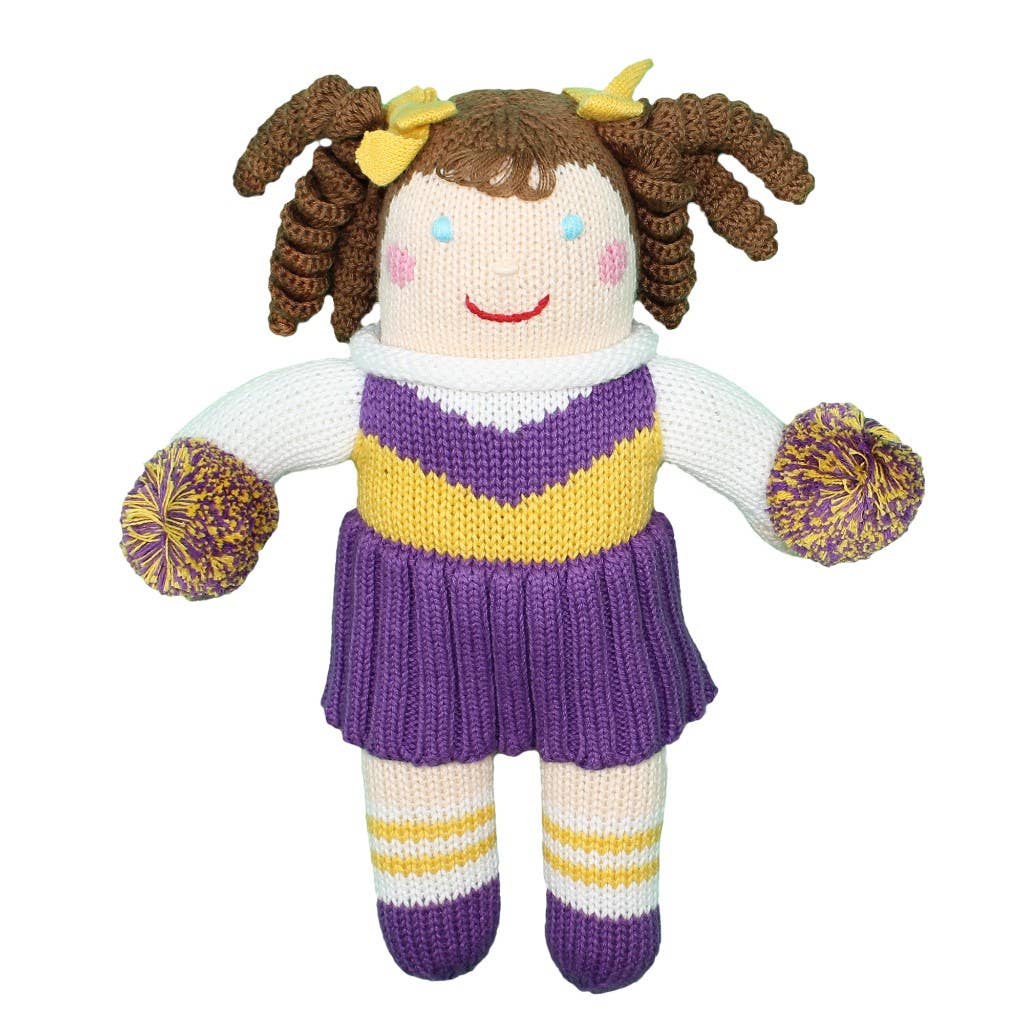 Purple & Gold Cheerleader Knit Doll
