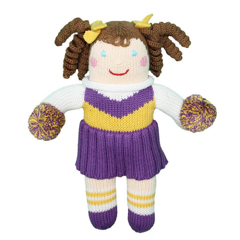 Purple & Gold Cheerleader Knit Doll