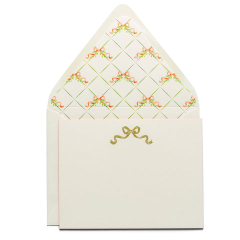 Bow Engraved Flat Notecards 