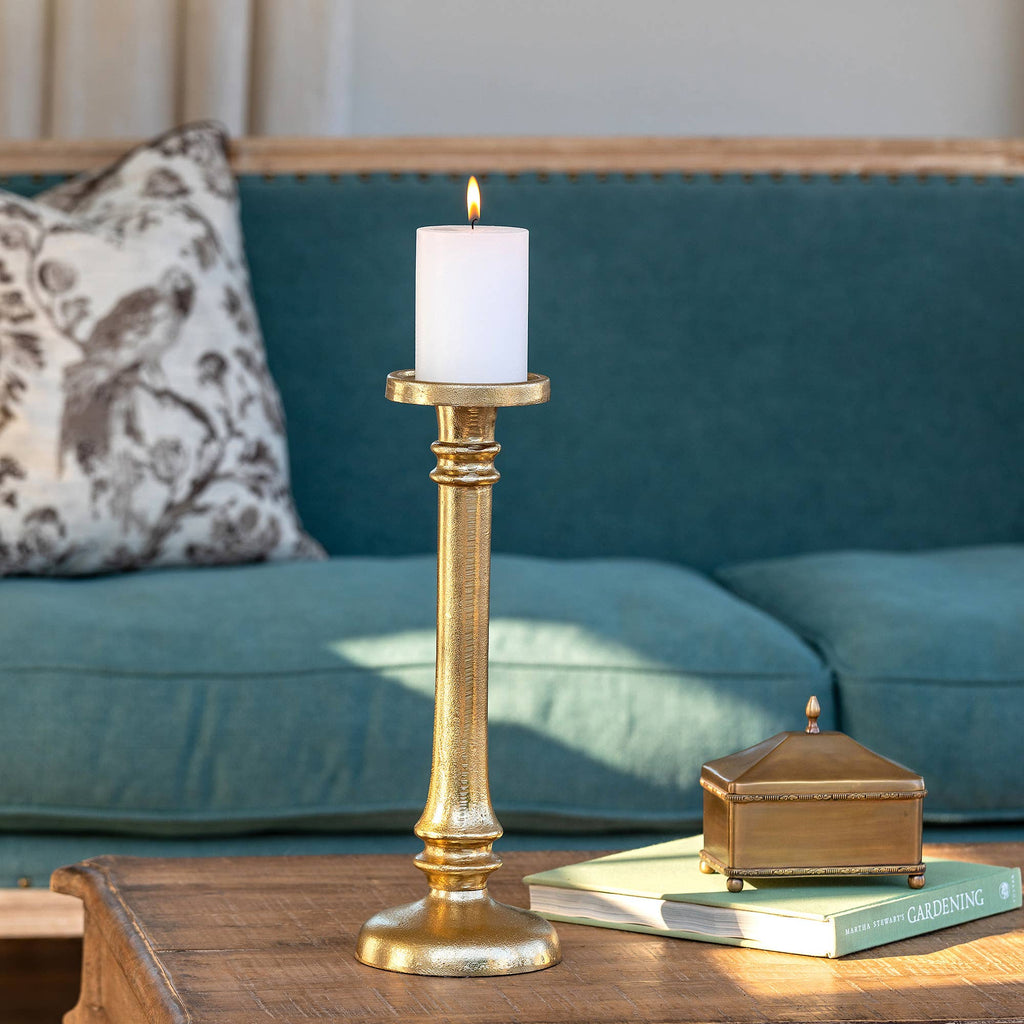 Classic Gold Cast Aluminum Candleholder, Medium