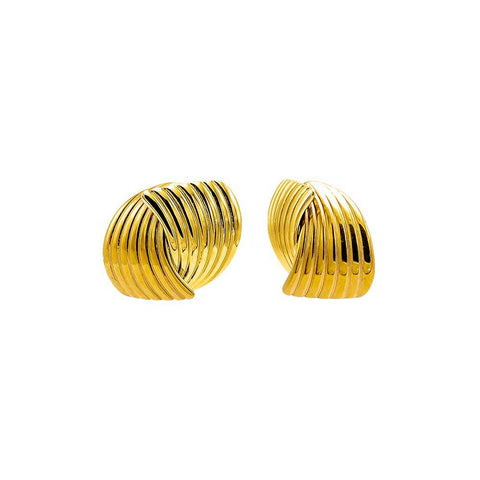 Ridged Double Looped Stud Earring