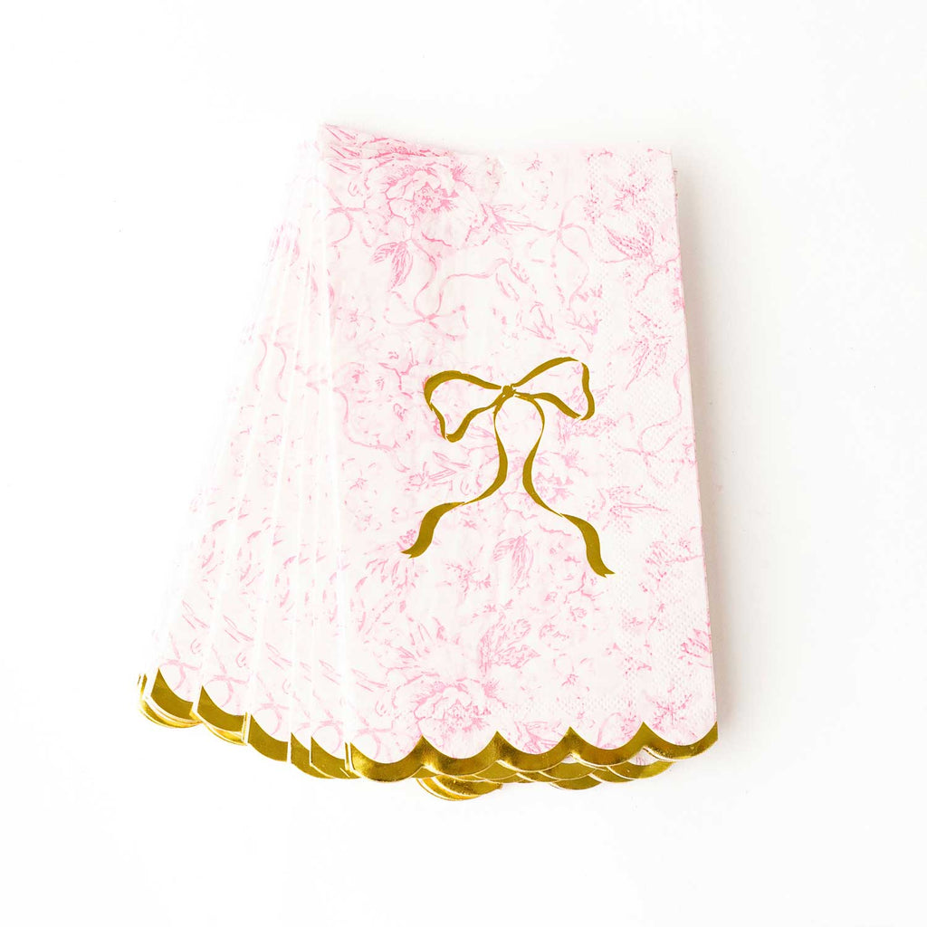 Pink Bow Toile Guest Paper Napkins