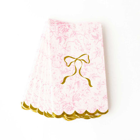 Pink Bow Toile Guest Paper Napkins