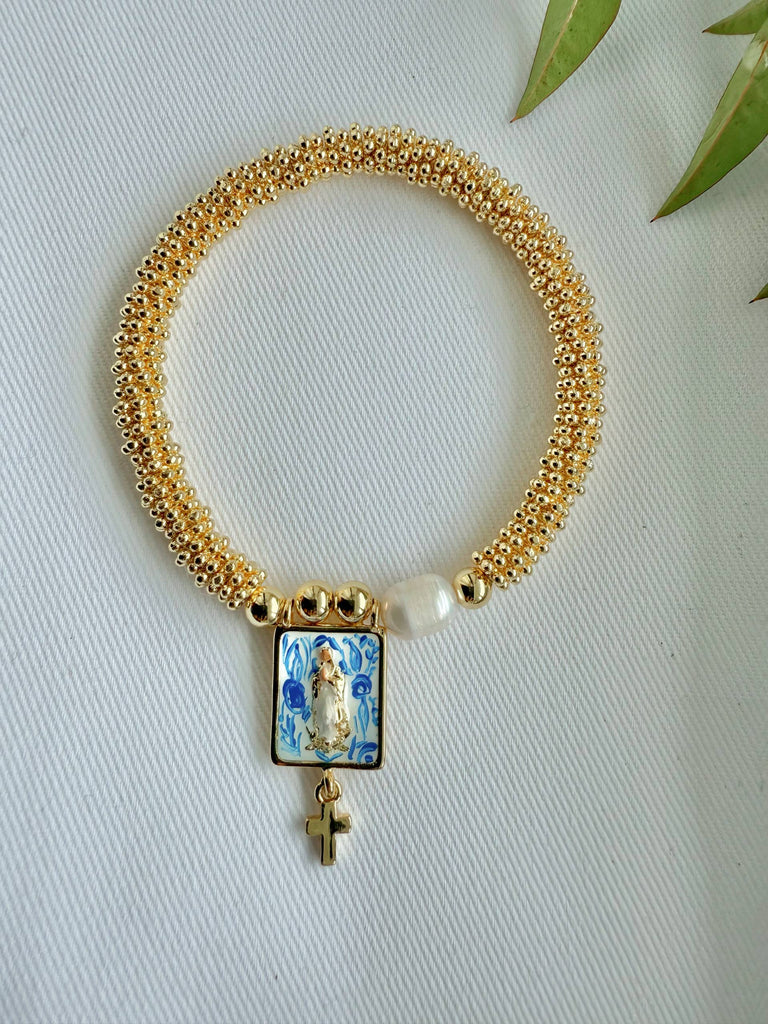 Mary in Blue China Bracelet