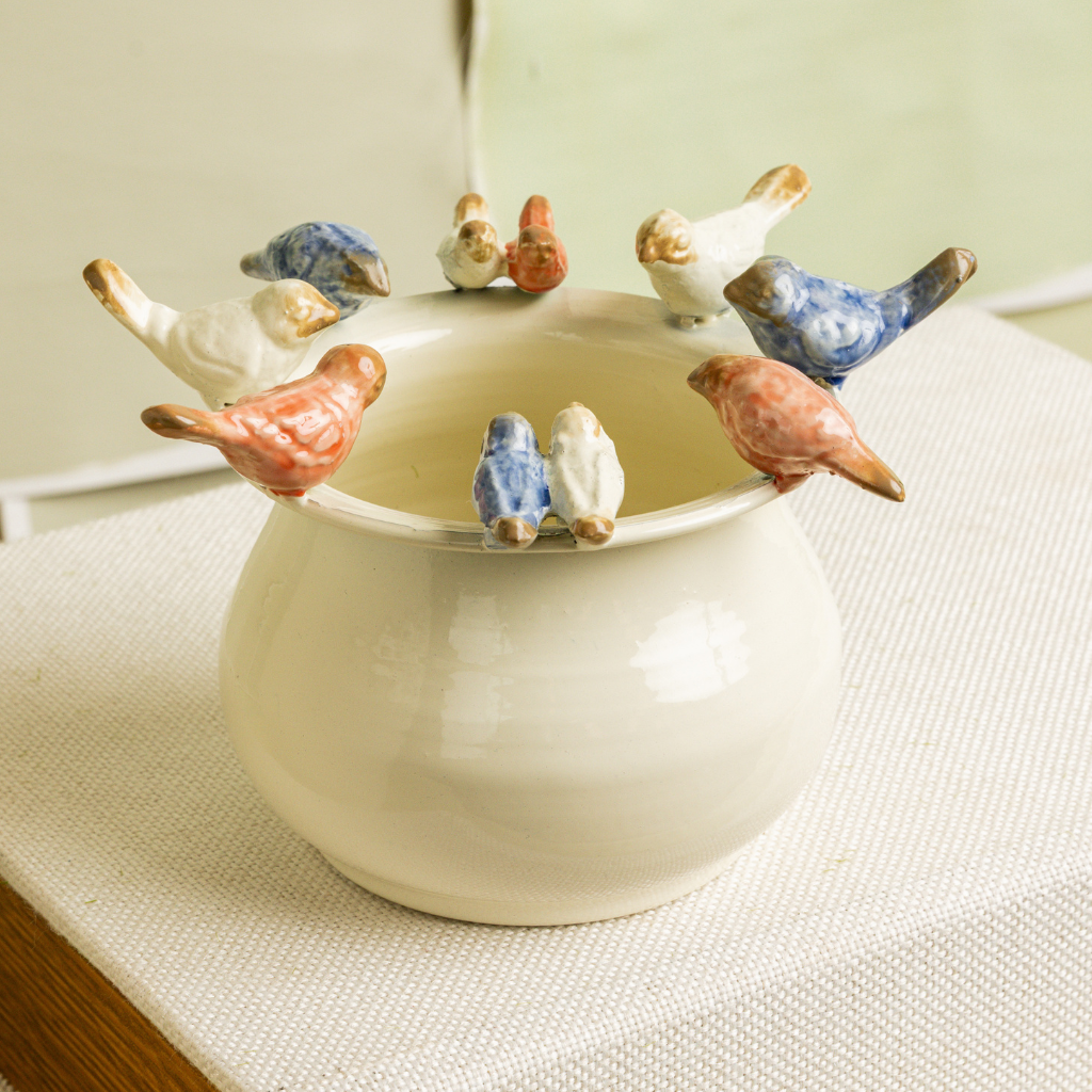 Enamel Pot With Birds