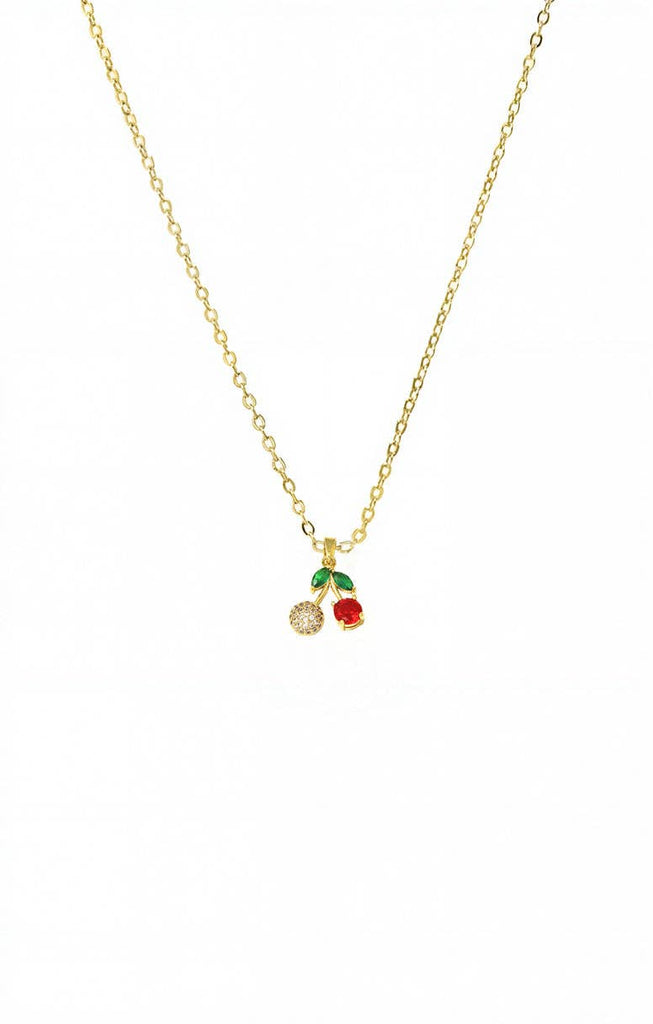 Pave Cherry Charm Necklace