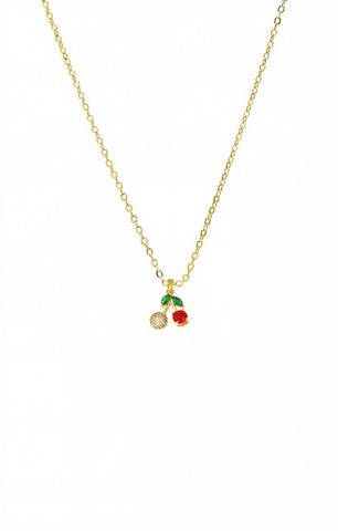 Pave Cherry Charm Necklace