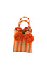 Straw Mini Bag with Pompom Accent