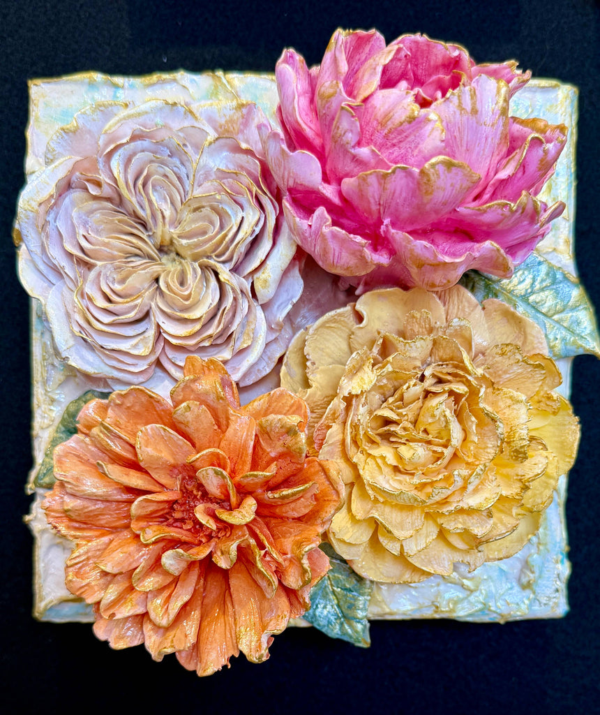 Sculpted Floral Mixed Bouquet Canvas Art