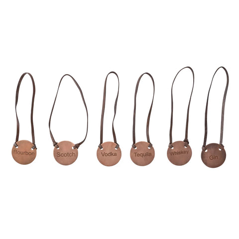 Leather & Metal Decanter Tag Set