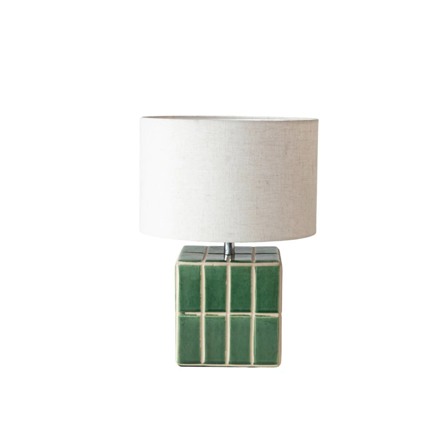 Ceramic Tiled Green Lamp