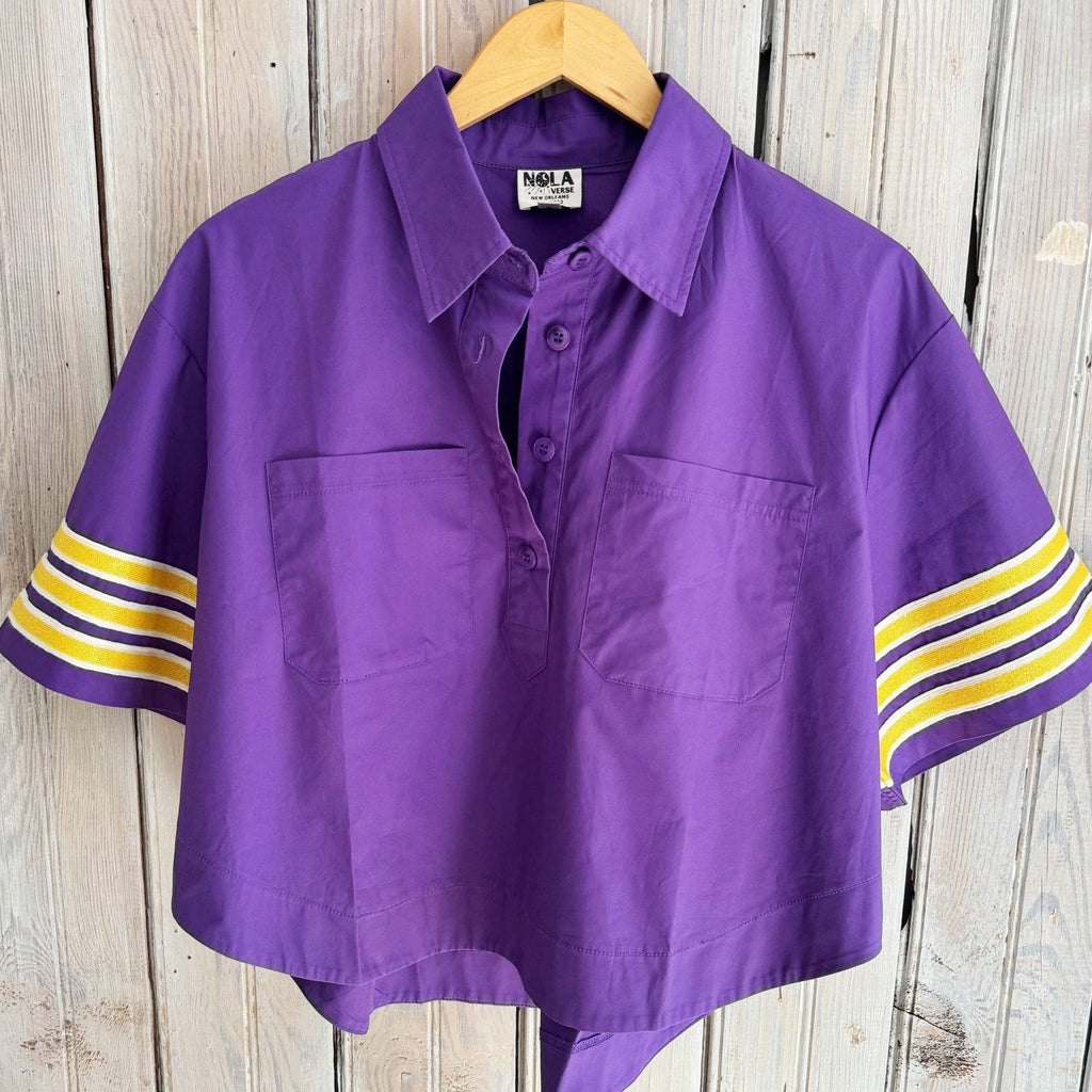 Purple & Gold Stripe Sleeve Poplin Shirt